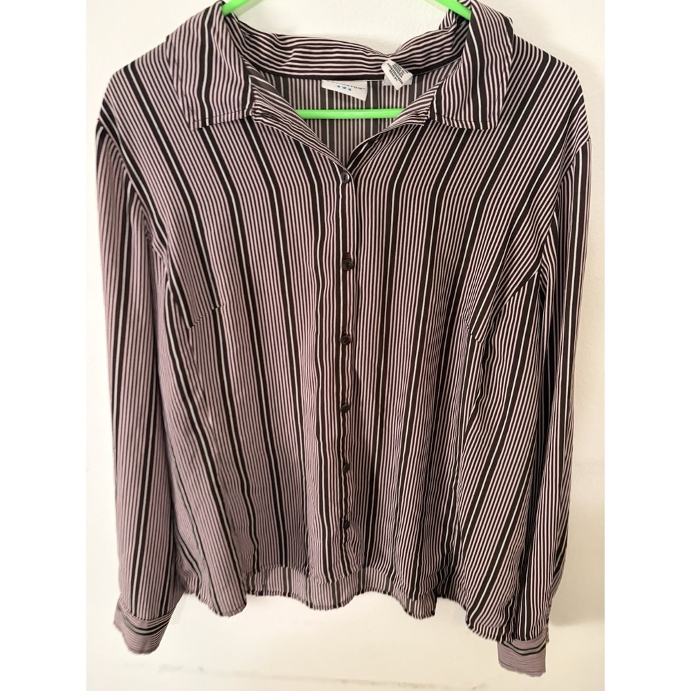 COVINGTON Mens XL Shirt Easy Care Long Sleeve Button Up Pink Striped